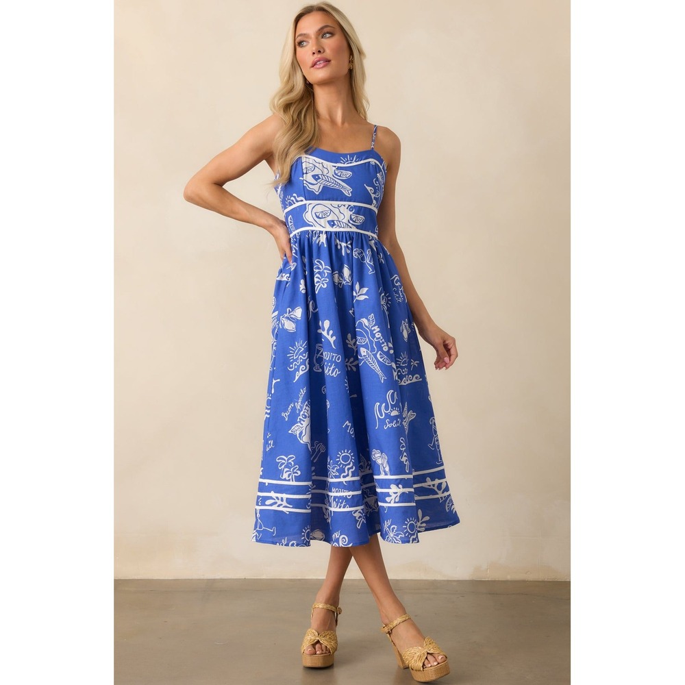 Prosperina blue printed sundress NWT LARGE
